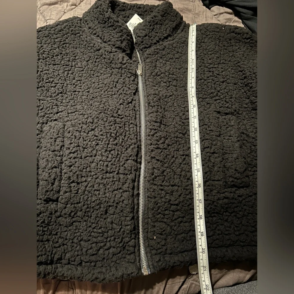 Express Cropped Fleece Teddy Jacket XS Black - Picture 4 of 5